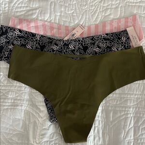 Victoria's Secret Trio Panty Set - Olive, Black, Pink